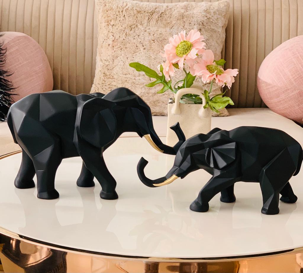 Geometric Elephant Set of 2 - Symbol of Family bond