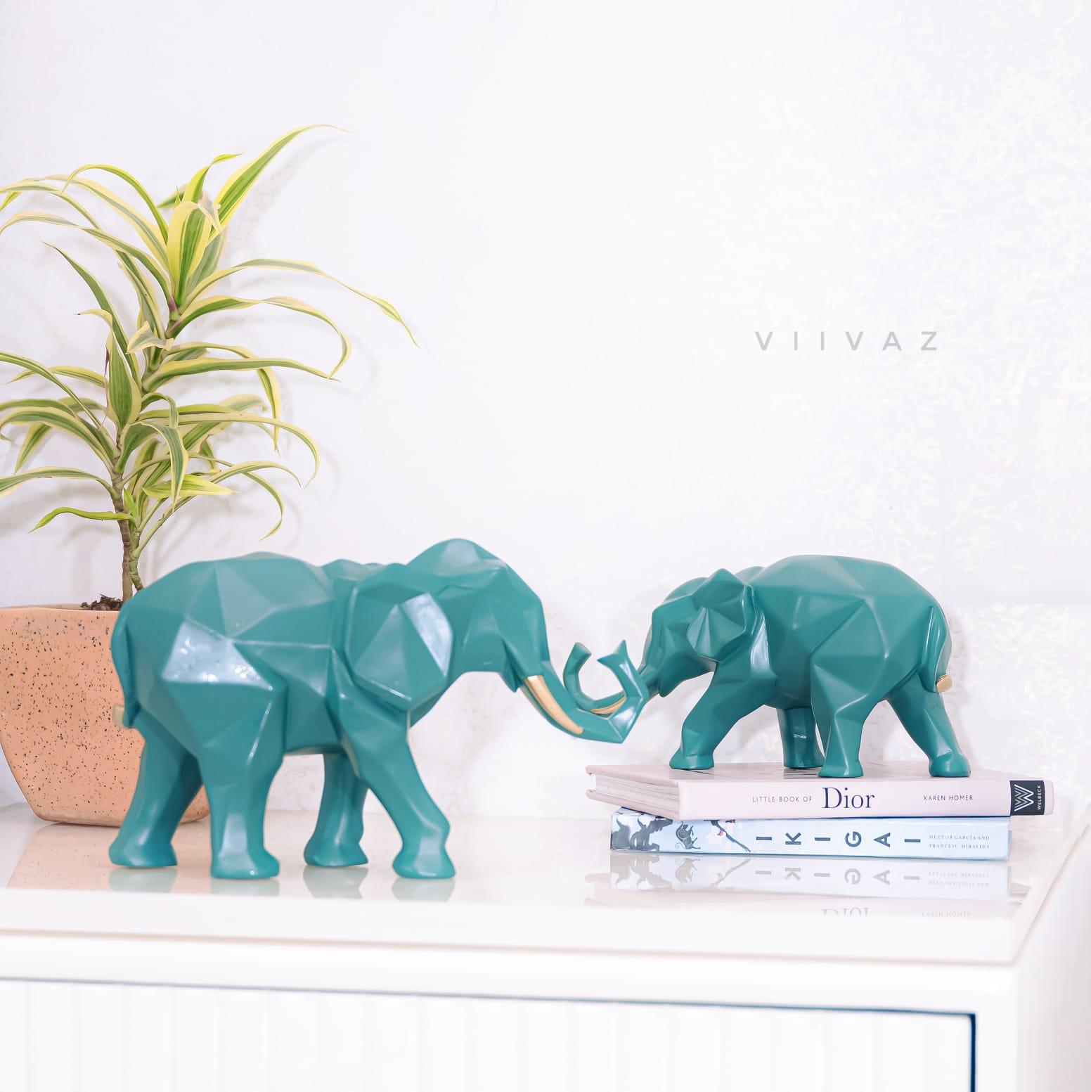 Geometric Elephant Set of 2 - Symbol of Family bond
