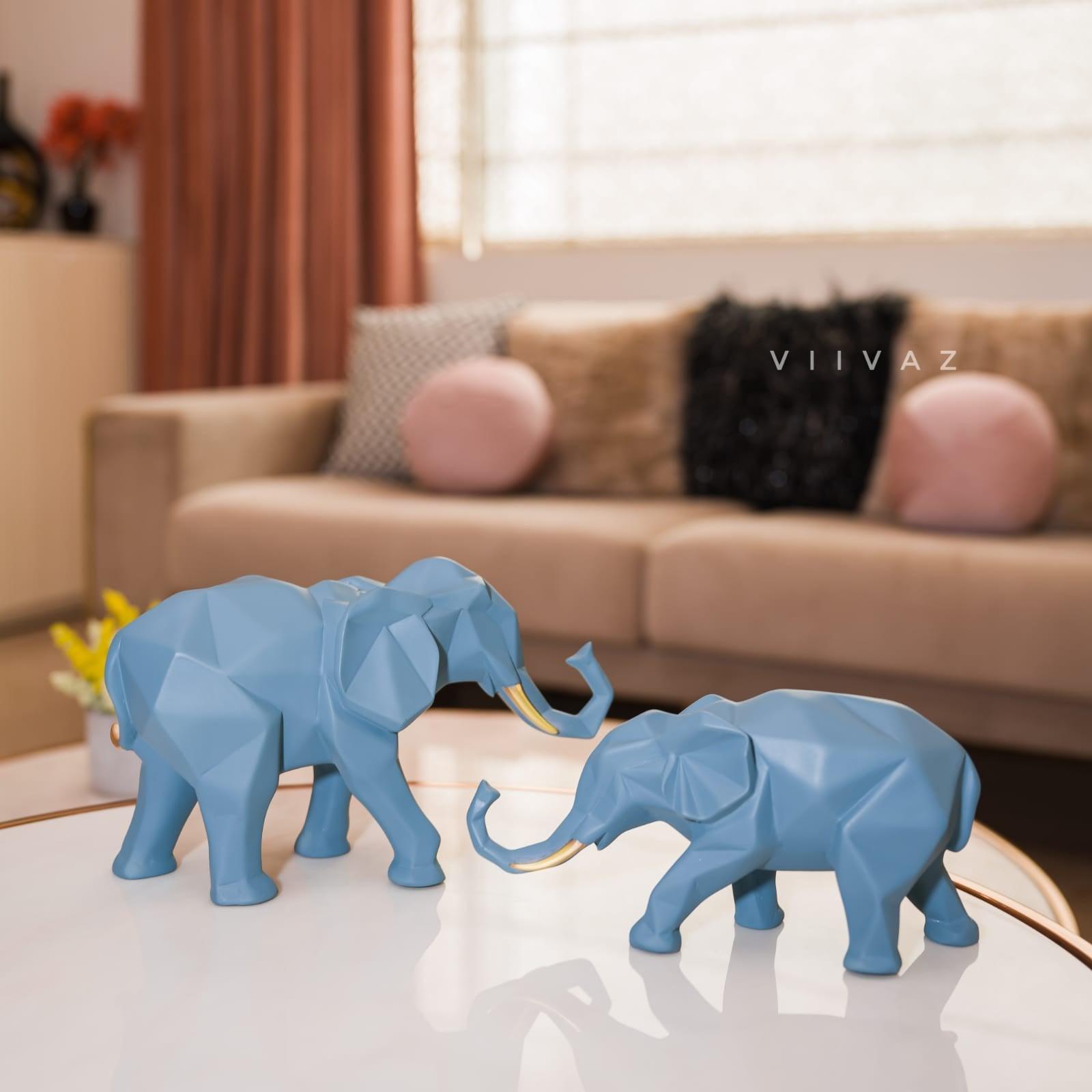 Geometric Elephant Set of 2 - Symbol of Family bond