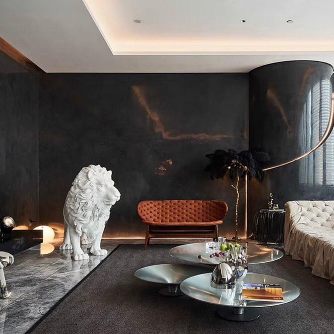 Gigantic Lion Sculpture Floor Lamp