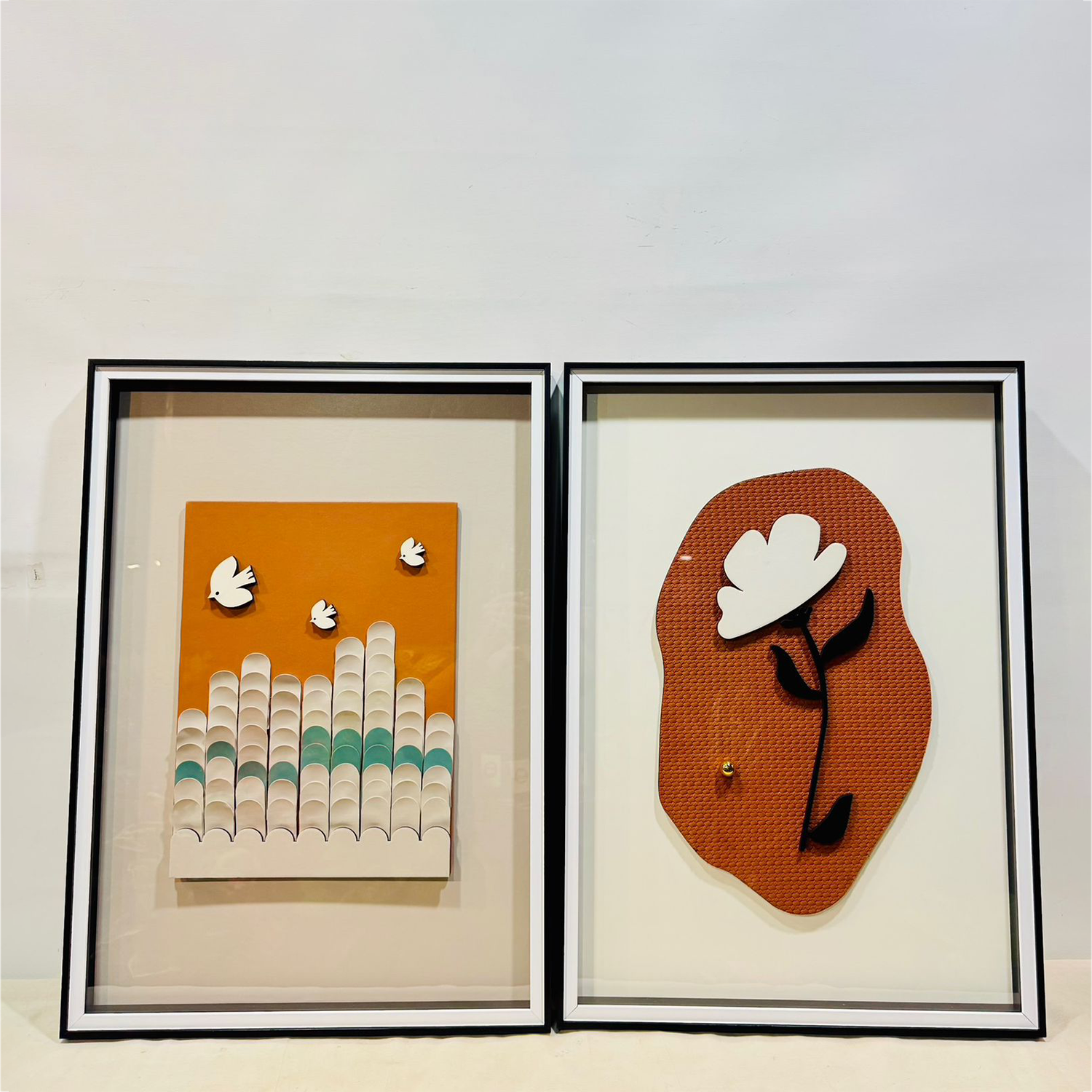 Abstract Harmony: Contemporary 3-Piece Geometric Triptych Glass Frame Set