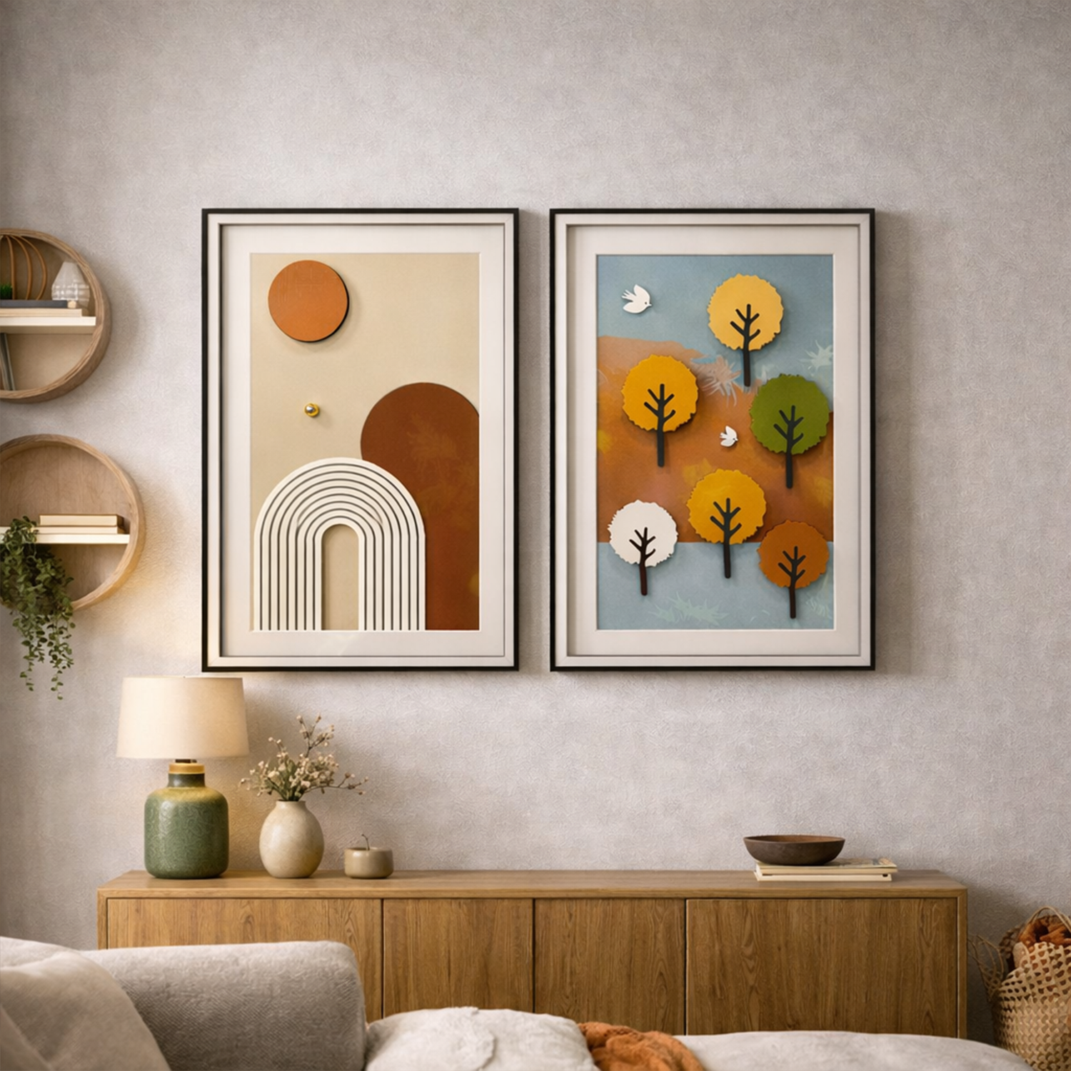 Abstract Nature Wall Art Glass Frame