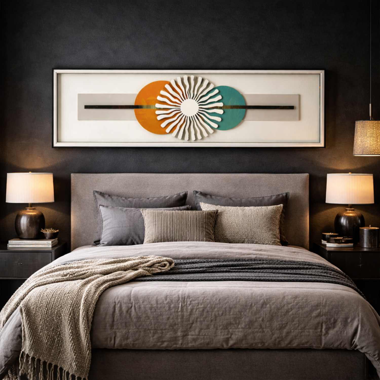 Modern Abstract Sunburst 3D Glass Frame Wall Art