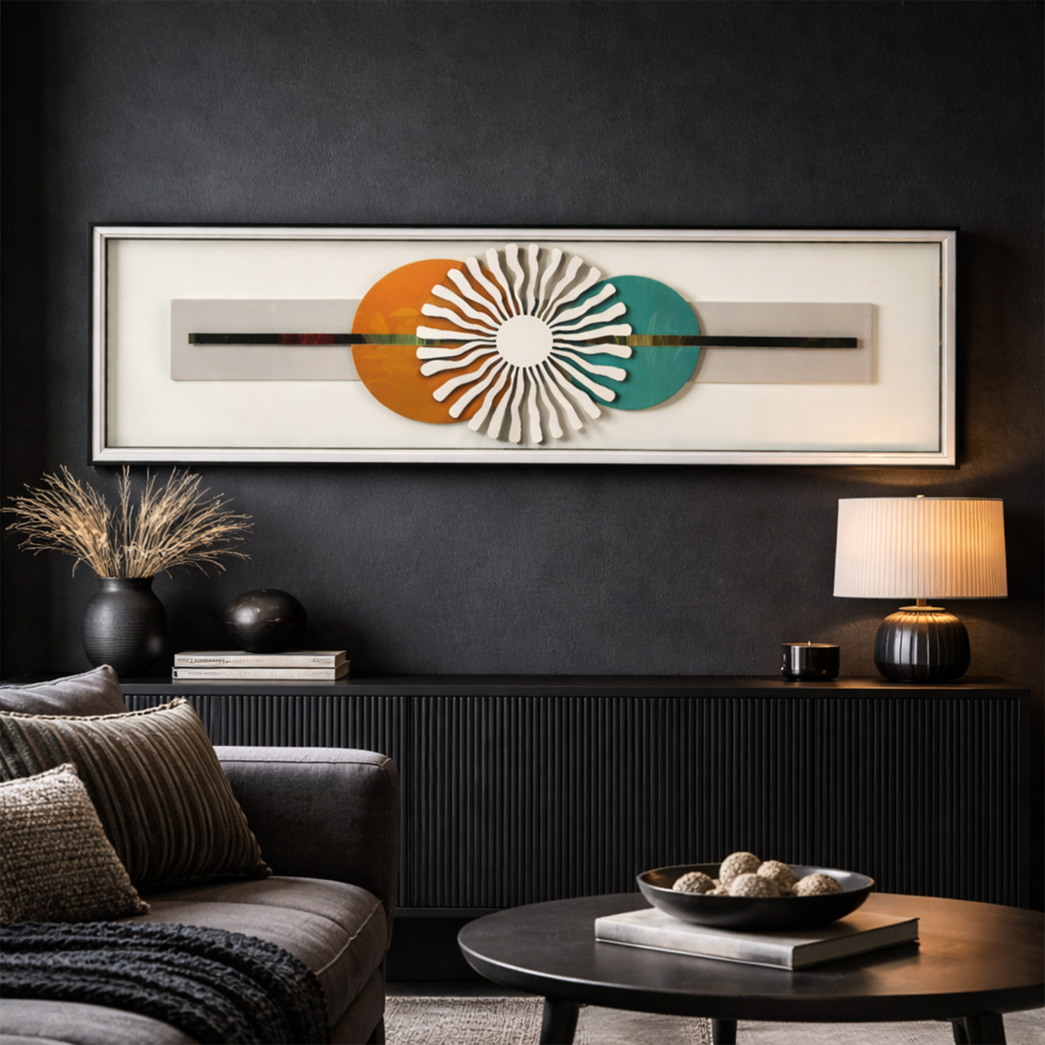 Modern Abstract Sunburst 3D Glass Frame Wall Art