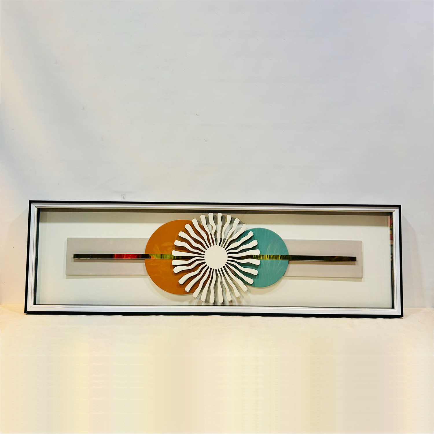 Modern Abstract Sunburst 3D Glass Frame Wall Art