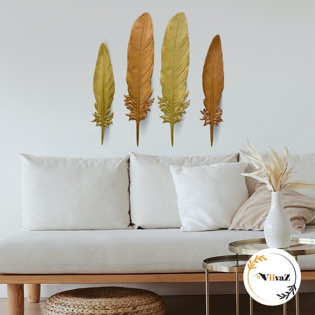 Handcrafted Feather Wall Decor - Set of 2