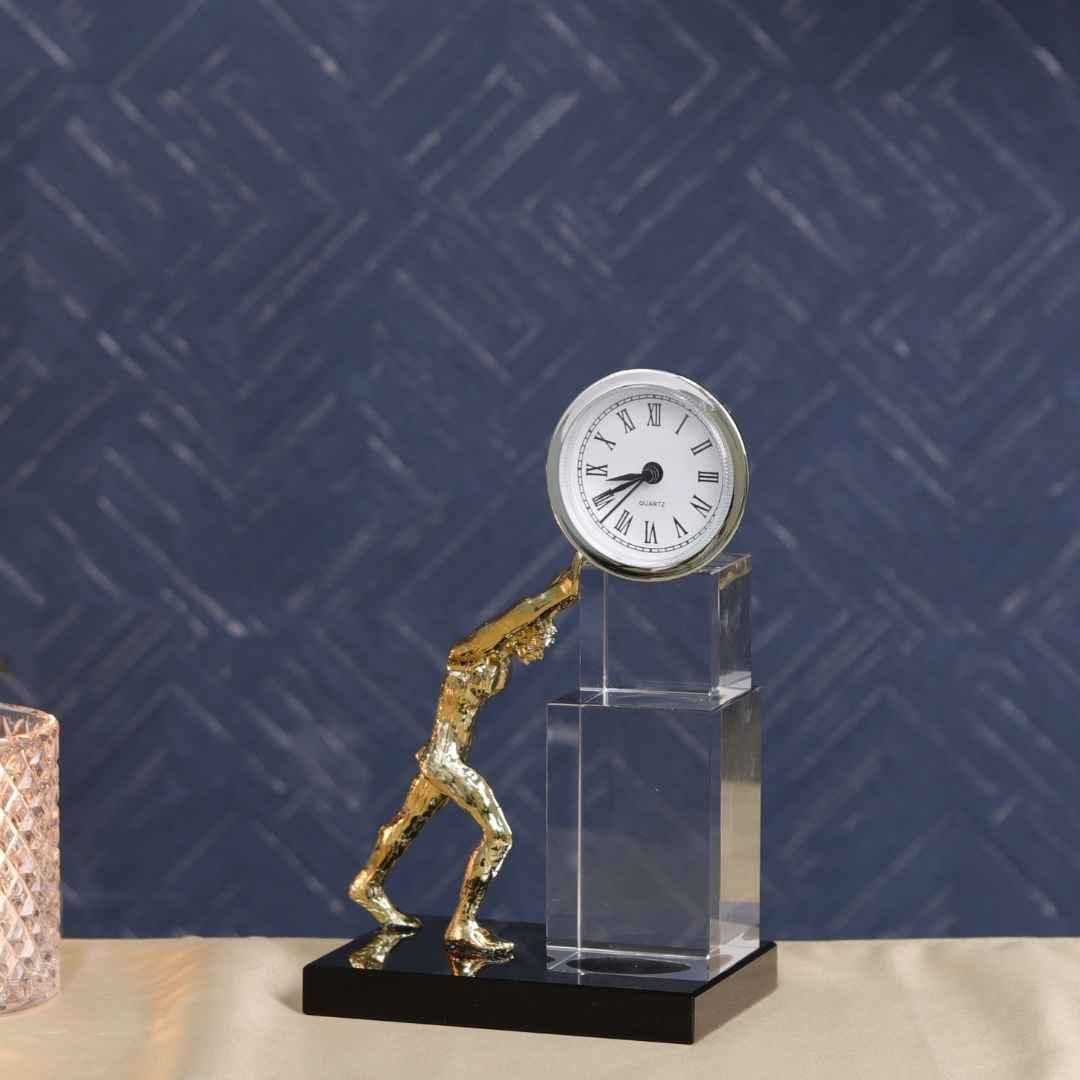Human Crystal Showpiece With Clock