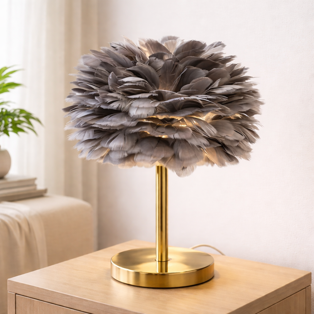 Feather Table Lamp with Crystal Style 4