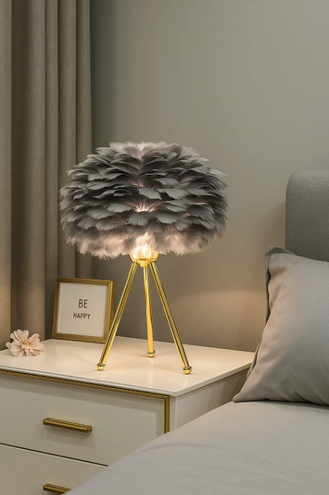 Feather Table Lamp with Crystal Style 3