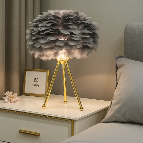 Feather Table Lamp with Crystal Style 3