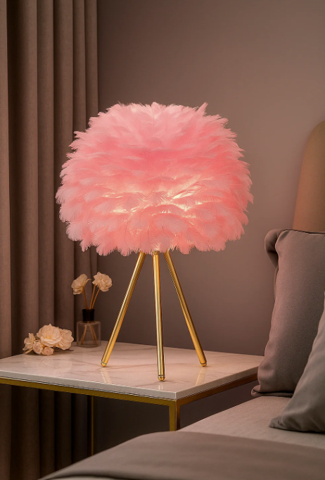 Feather Table Lamp with Crystal Style 3