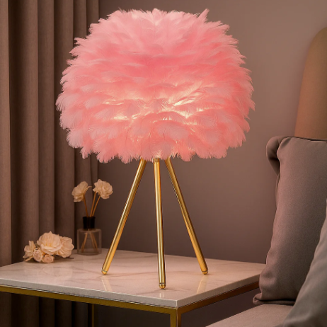 Feather Table Lamp with Crystal Style 3