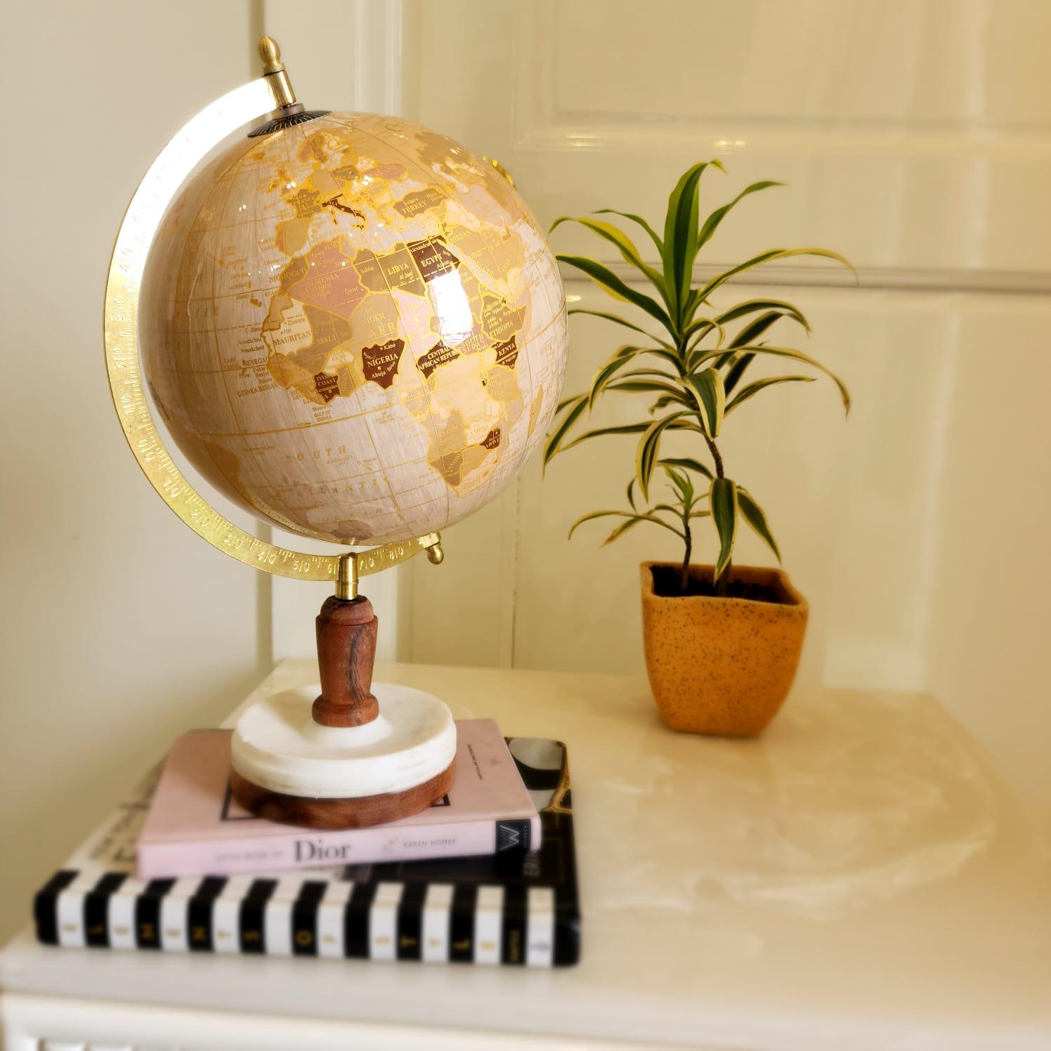Libya Laminated Gold Pink Globe