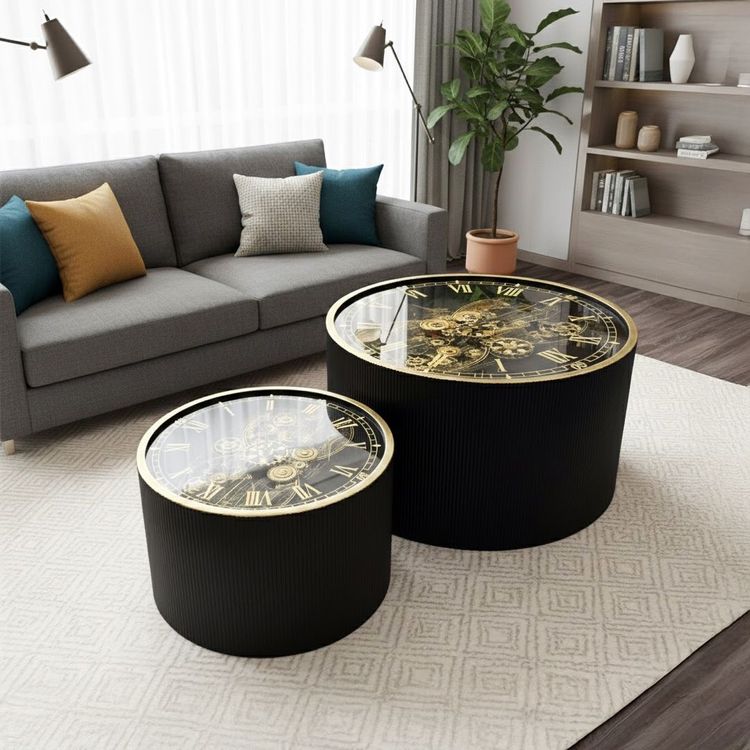 Coffee Table With Mechanical Gear Clock Style 7