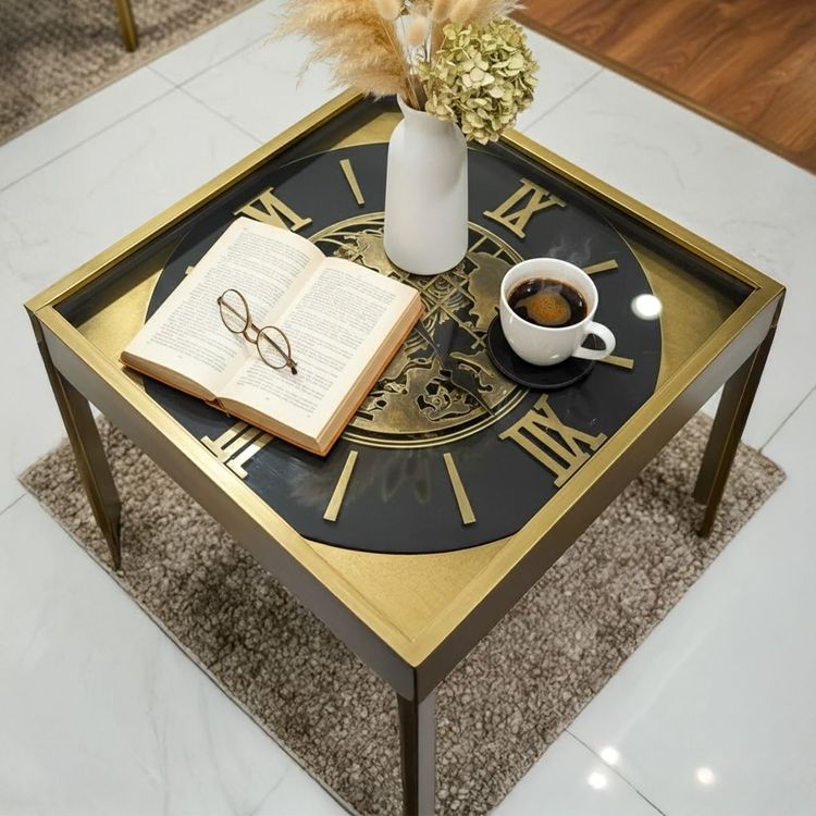 Coffee Table With Mechanical Gear Clock Style 6