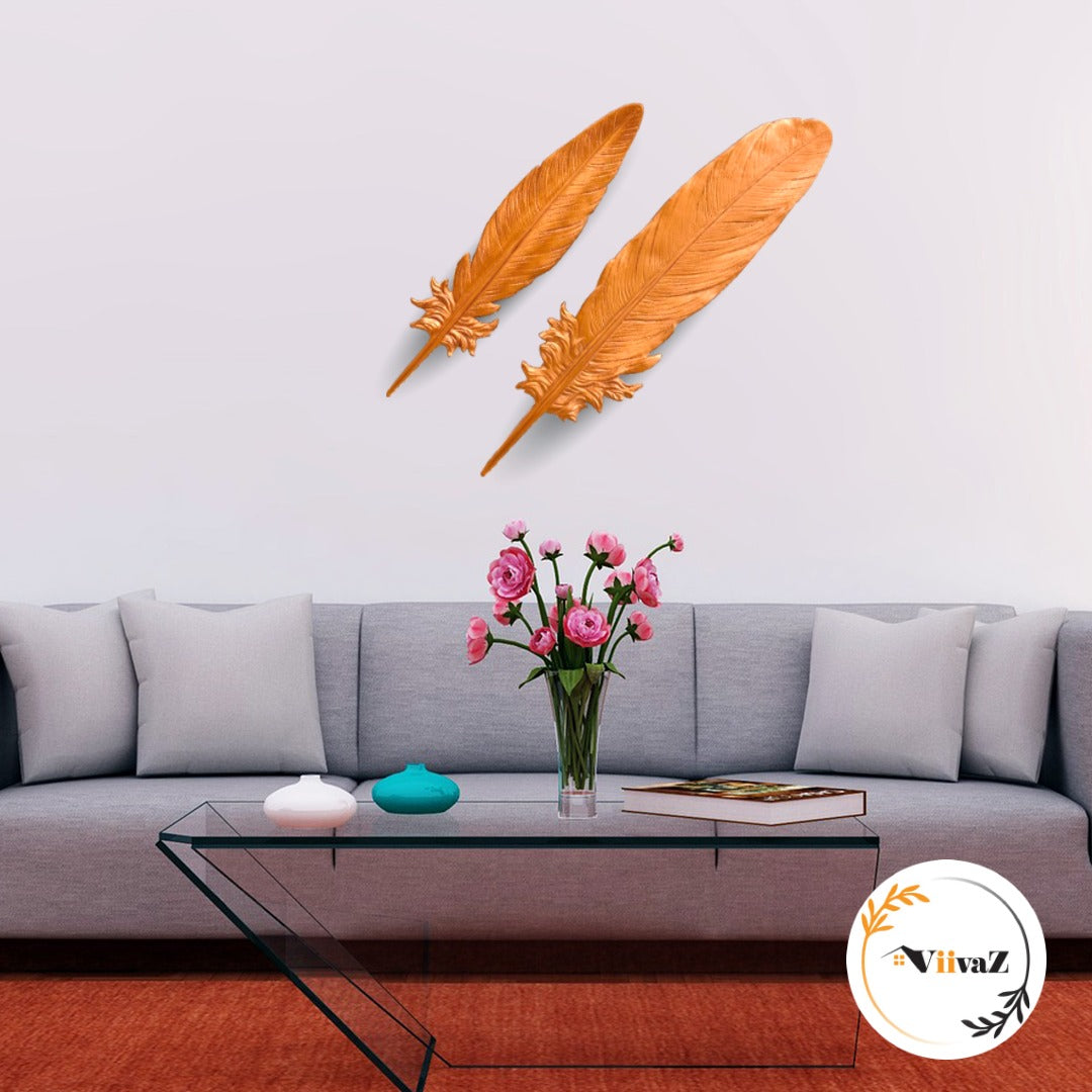 Handcrafted Feather Wall Decor - Set of 2-VIIVAZ