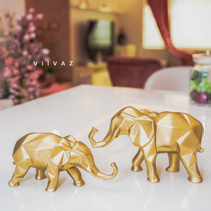Geometric Elephant Set of 2 - Symbol of Family bond